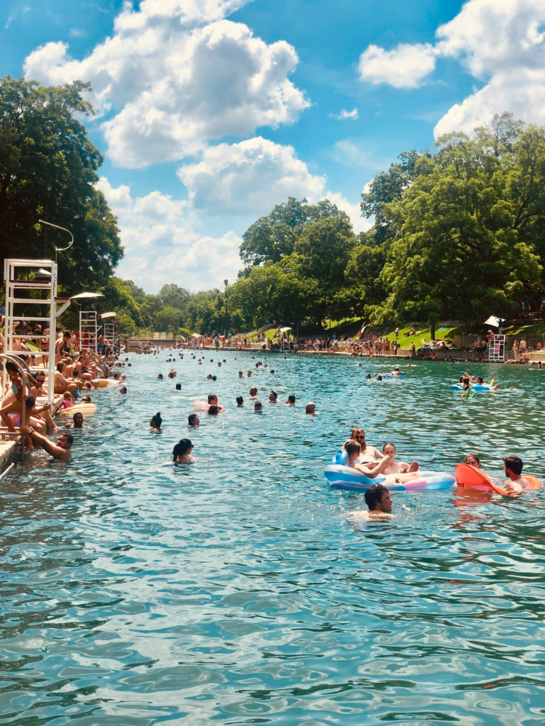 Sunny day at Barton Springs Pool.