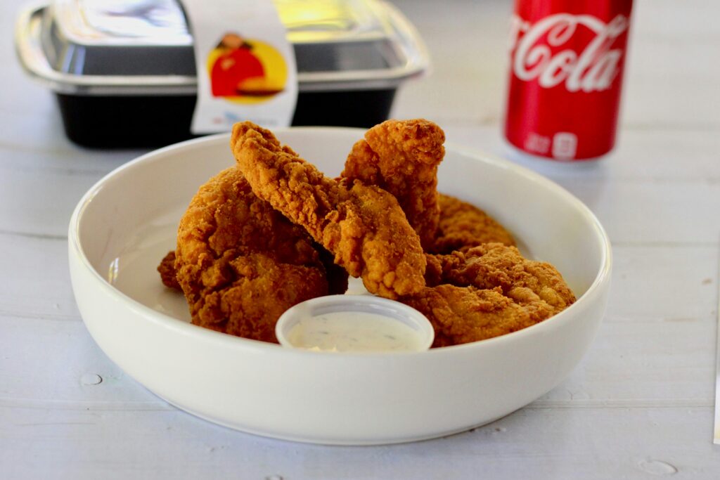 A bowl of chicken tenders.